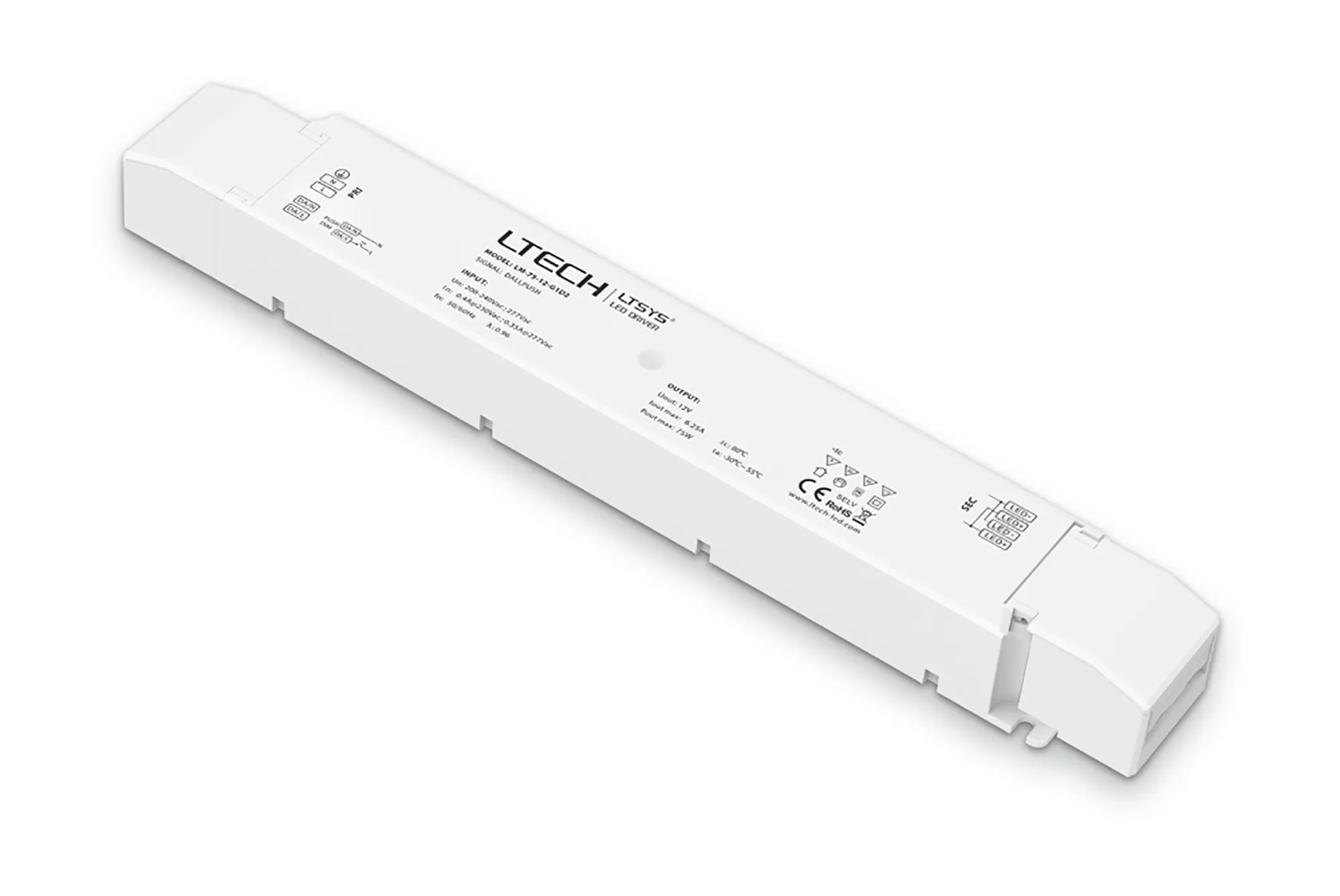 DALI Push Dim PWM 75W C. Voltage Linear Dimmable Driver 12V LM-75-12-G1D2  LTECH DMX Constant Voltage